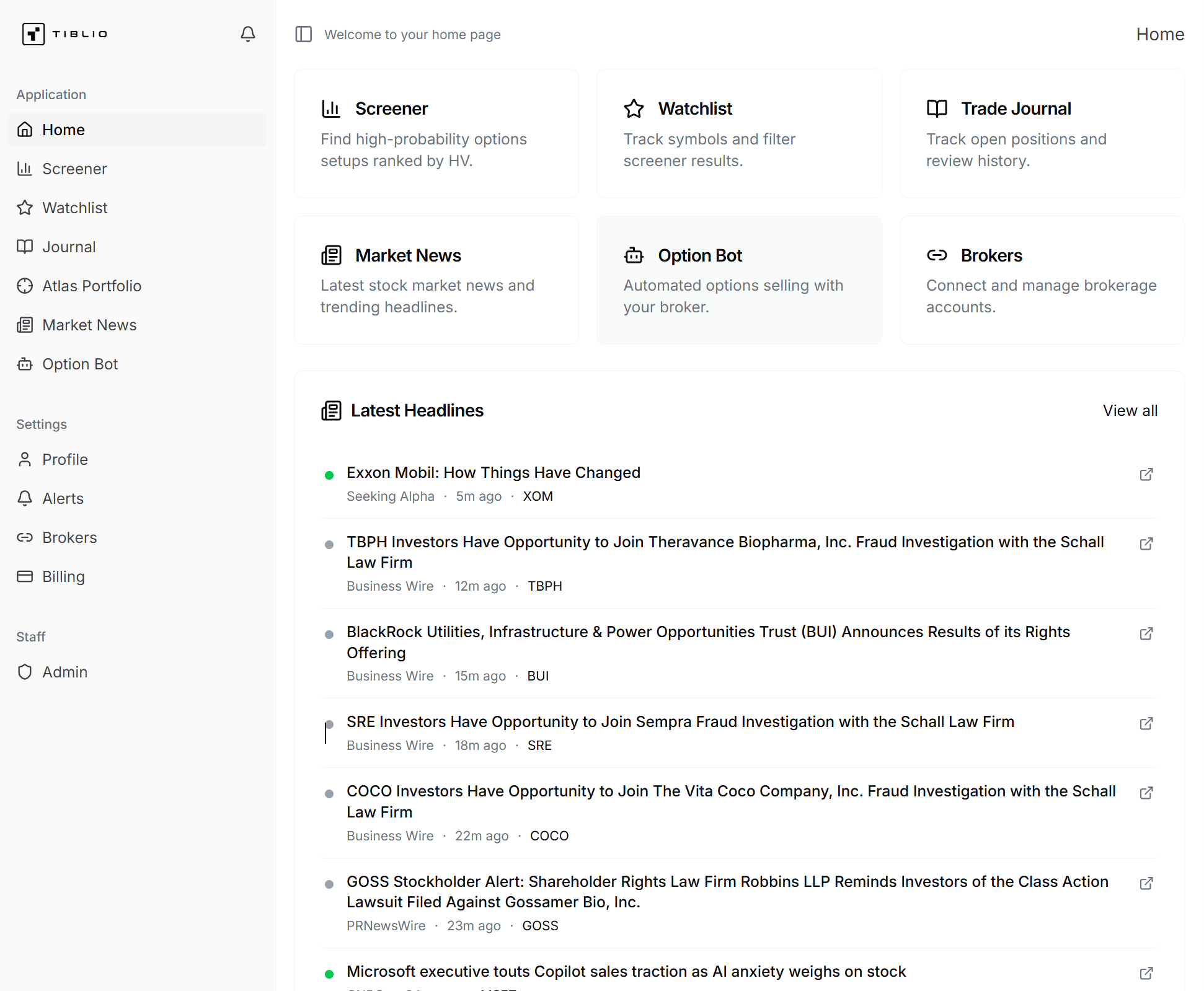 Tiblio Dashboard